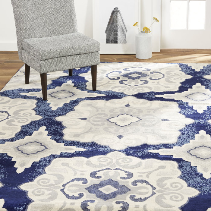 Andover Mills™ Mountview Performance Navy Blue/ Ivory Rug & Reviews